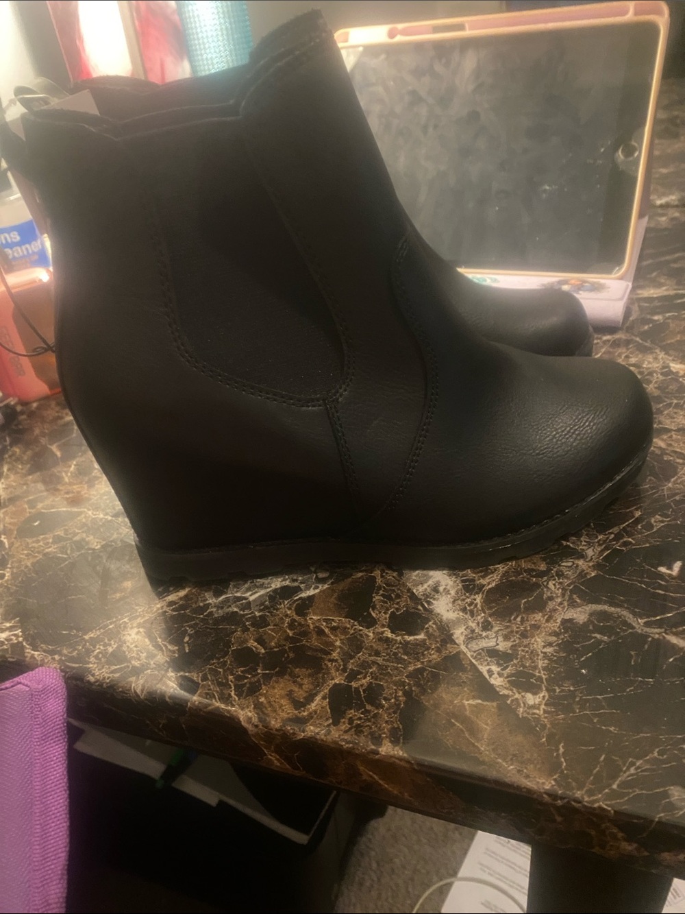 Black Wedge Chelsea Booties - Sleek Everyday Style